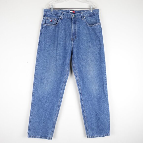 Vintage 90s Tommy Hilfiger Baggy Freedom Jeans Men's 37x30 Made in Canada - Picture 2 of 12